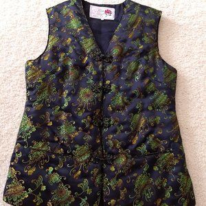 vintage 60s silk floral patterned puffy vest NWOT